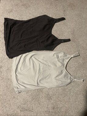 Dark grey and white convertible Strap nursing Tank Tops - Pack of 2